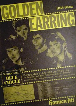 Golden Earring show poster July 08, 1983 Willich (Germany) - Feesttent